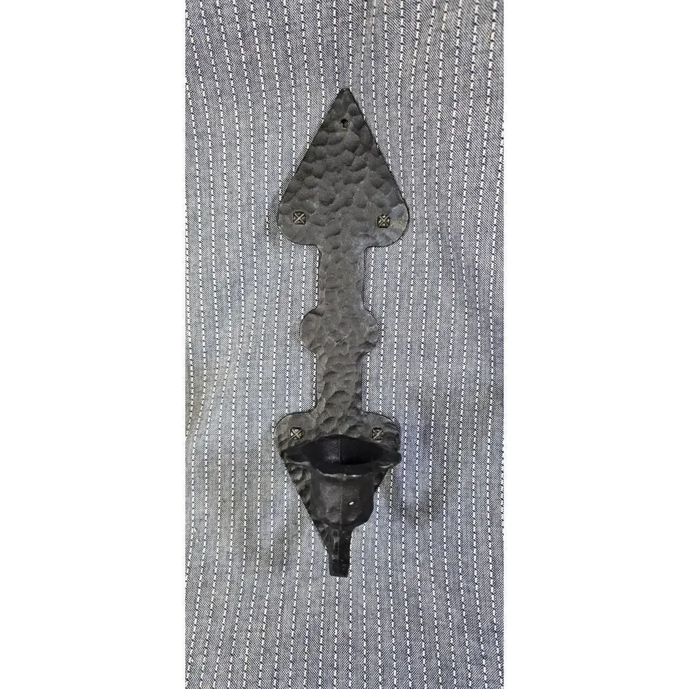 Vintage Hammered Metal Candlestick Holders Black Spade Sconces Robert Emig 1377
